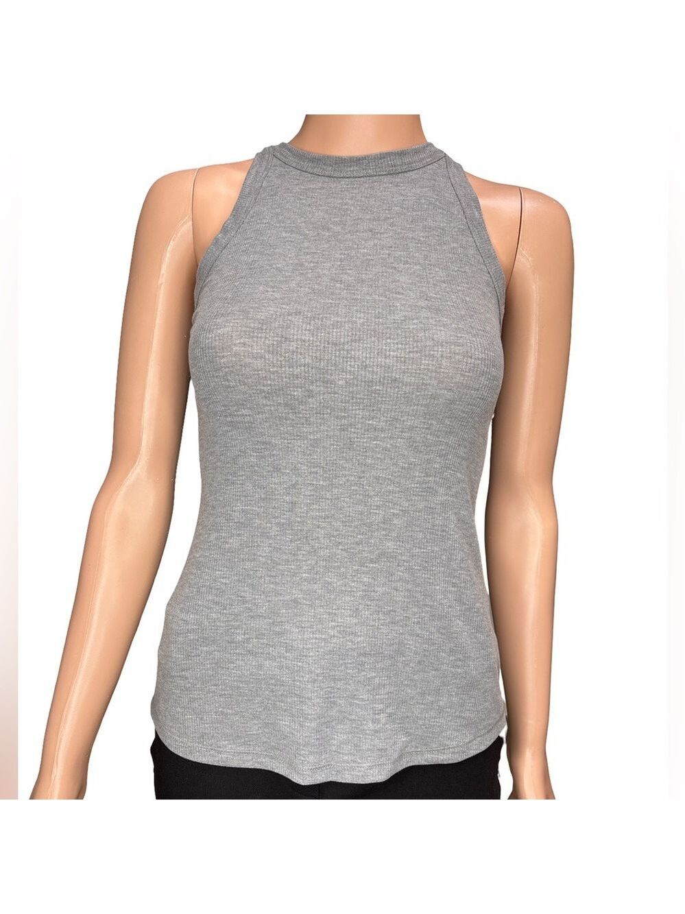All in Motion Gray Ribbed Racerback Tank Top Small